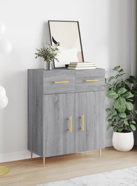 VidaXL Dressoir 69,5x34x90 cm bewerkt hout grijs sonoma eikenkleurig