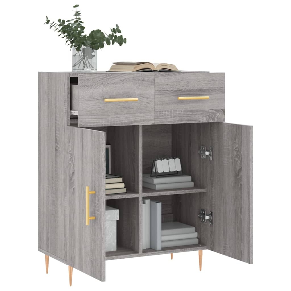 VidaXL Dressoir 69,5x34x90 cm bewerkt hout grijs sonoma eikenkleurig