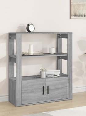 VidaXL Dressoir 80x30x90 cm bewerkt hout grijs sonoma eikenkleurig