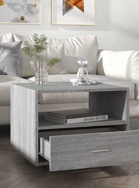 VidaXL Salontafel 55x55x40 cm bewerkt hout grijs sonoma eikenkleurig