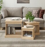 VidaXL 3-delige Salontafelset bewerkt hout sonoma eikenkleurig