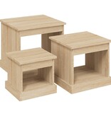 VidaXL 3-delige Salontafelset bewerkt hout sonoma eikenkleurig