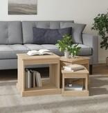 VidaXL 3-delige Salontafelset bewerkt hout sonoma eikenkleurig