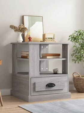VidaXL Bijzettafel 50x50x60 cm bewerkt hout grijs sonoma eikenkleurig