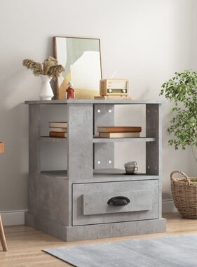 VidaXL Bijzettafel 50x50x60 cm bewerkt hout betongrijs