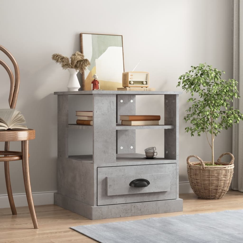 VidaXL Bijzettafel 50x50x60 cm bewerkt hout betongrijs