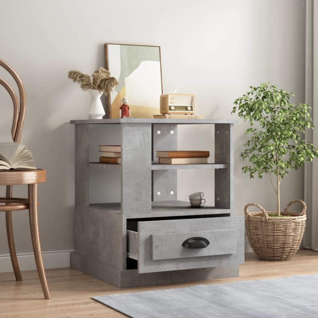 VidaXL Bijzettafel 50x50x60 cm bewerkt hout betongrijs