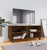 VidaXL Tv-meubel met wieltjes 90x35x35 cm bewerkt hout bruin eikenkleur