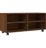 VidaXL Tv-meubel met wieltjes 90x35x35 cm bewerkt hout bruin eikenkleur
