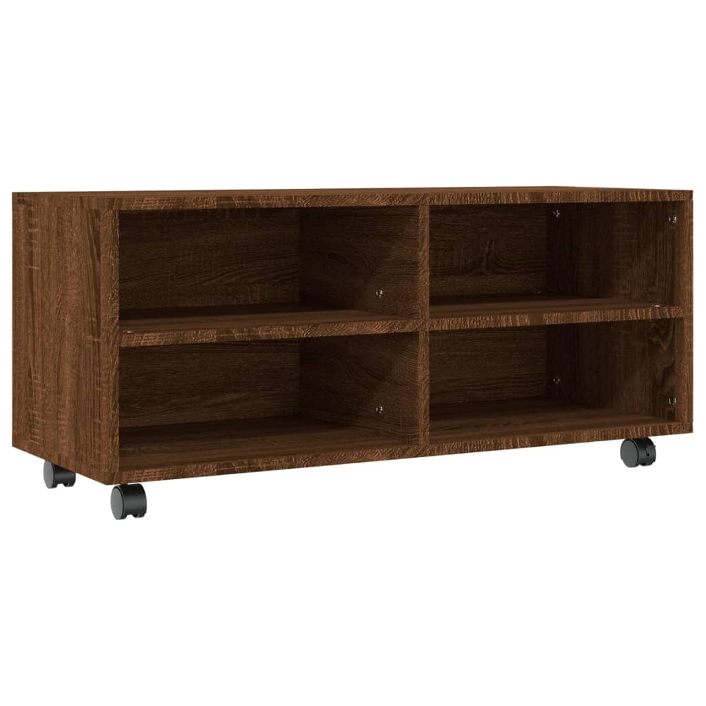 VidaXL Tv-meubel met wieltjes 90x35x35 cm bewerkt hout bruin eikenkleur