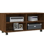 VidaXL Tv-meubel met wieltjes 90x35x35 cm bewerkt hout bruin eikenkleur