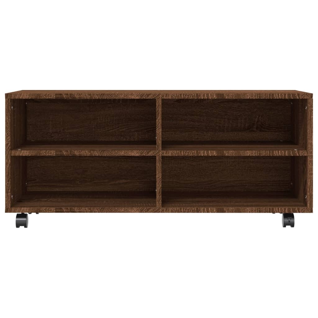 VidaXL Tv-meubel met wieltjes 90x35x35 cm bewerkt hout bruin eikenkleur