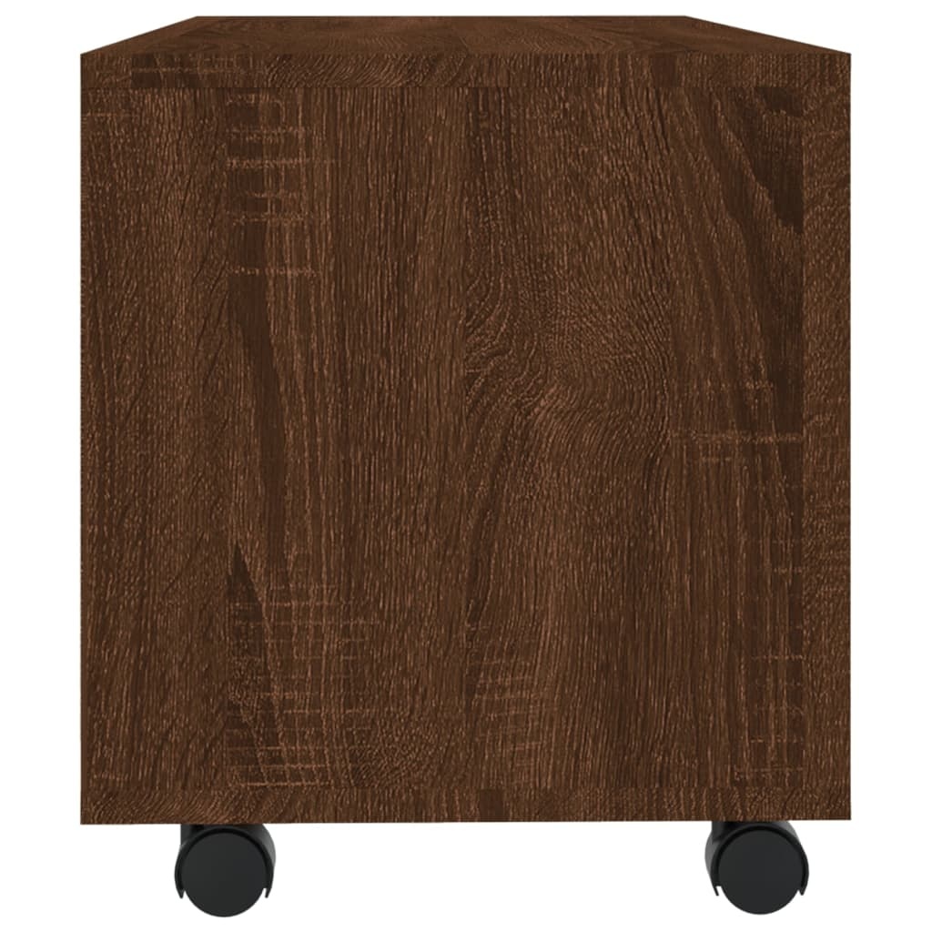 VidaXL Tv-meubel met wieltjes 90x35x35 cm bewerkt hout bruin eikenkleur