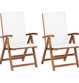 VidaXL Tuinstoelen 2 st verstelbaar met kussens massief teakhout crème