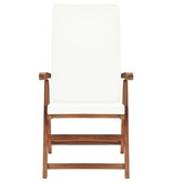 VidaXL Tuinstoelen 2 st verstelbaar met kussens massief teakhout crème