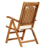 VidaXL Tuinstoelen 2 st verstelbaar met kussens massief teakhout crème