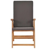 VidaXL Tuinstoelen 2 st verstelbaar kussens verstelbaar teakhout grijs