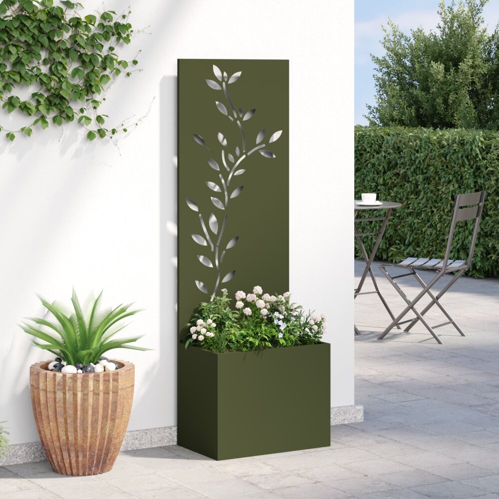 VidaXL Tuinplant met Decoratief Paneel Olijfgroen 50 x 140 cm