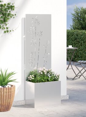 VidaXL Tuinplant met Decoratief Paneel Zilver 50 x 140 cm