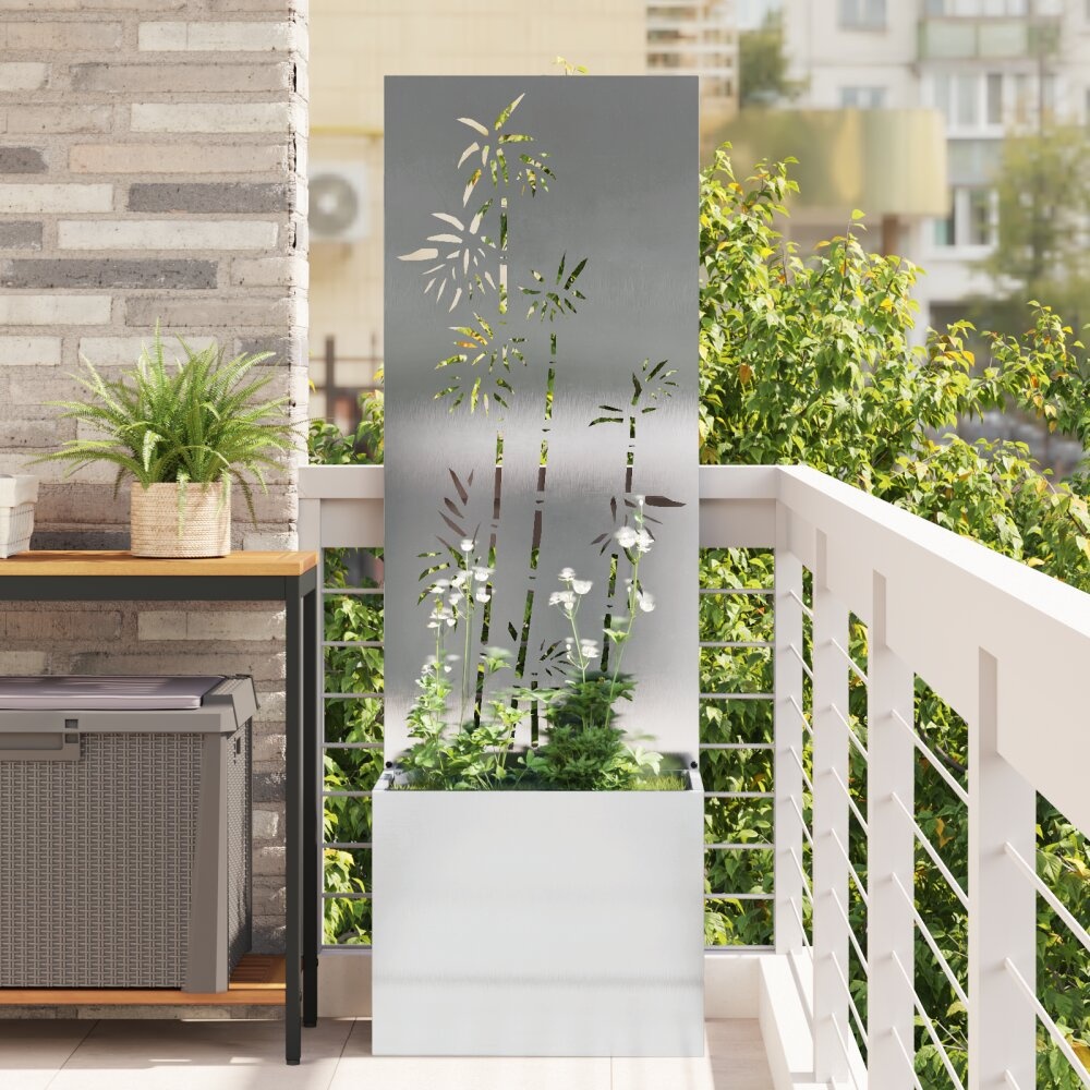 VidaXL Tuinplant met Decoratief Paneel Zilver 50 x 140 cm