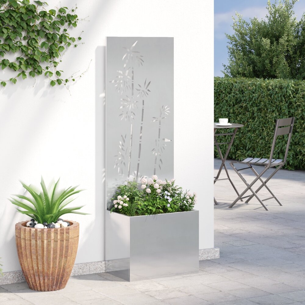 VidaXL Tuinplant met Decoratief Paneel Zilver 50 x 140 cm