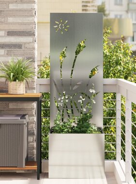 VidaXL Tuinplant met Decoratief Paneel Zilver 50 x 140 cm