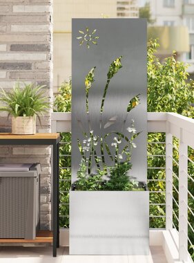 VidaXL Tuinplant met Decoratief Paneel Zilver 50 x 140 cm