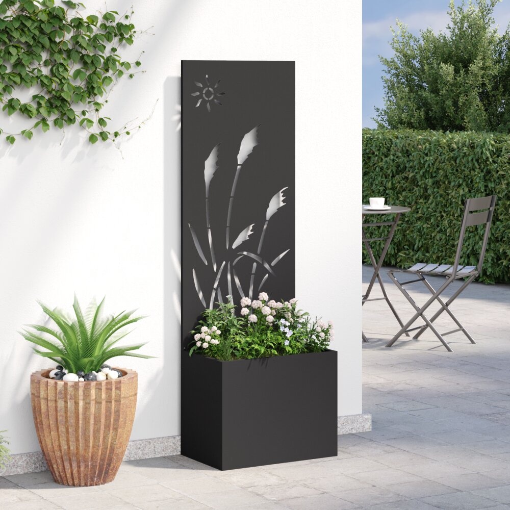VidaXL Tuinplant met Decoratief Paneel Zwart 50 x 140 cm