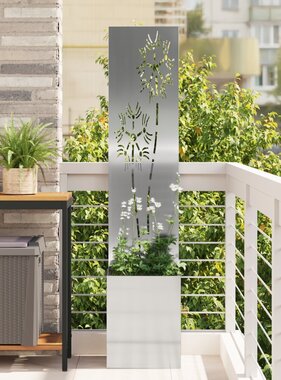 VidaXL Tuinplant met Decoratief Paneel Zilver 32 x 140 cm