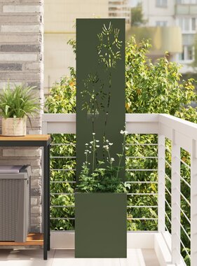 VidaXL Tuinplant met Decoratief Paneel Olijfgroen 32 x 140 cm