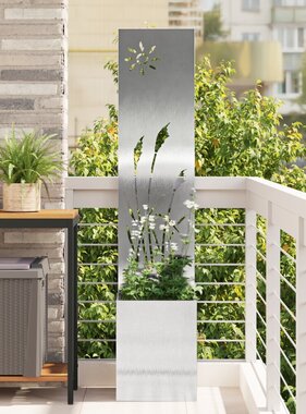 VidaXL Tuinplant met Decoratief Paneel Zilver 32 x 140 cm