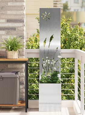 VidaXL Tuinplant met Decoratief Paneel Zilver 32 x 140 cm