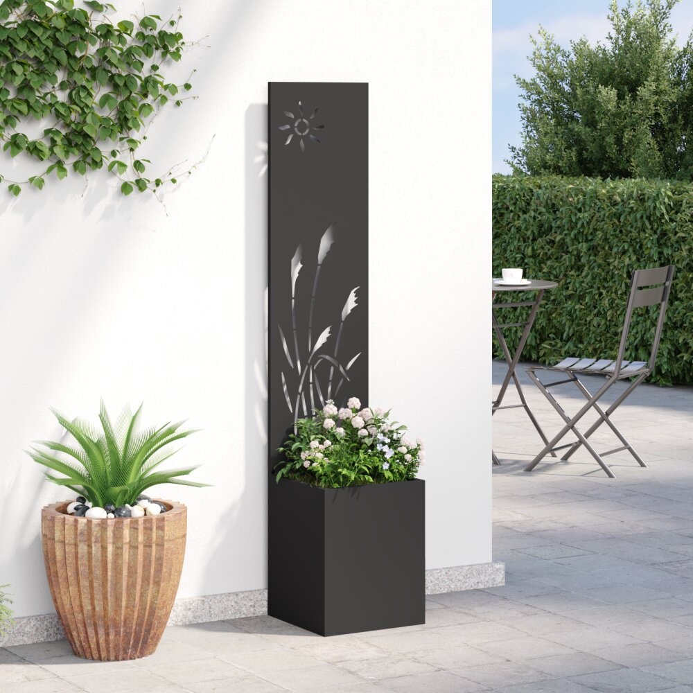 VidaXL Tuinplant met Decoratief Paneel Zwart 32 x 140 cm