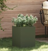 VidaXL Tuin Bloempot Olijfgroen 50 x 32 x 40 cm Koudgewalst staal