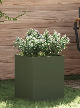 VidaXL Tuin Bloempot Olijfgroen 50 x 32 x 40 cm Koudgewalst staal