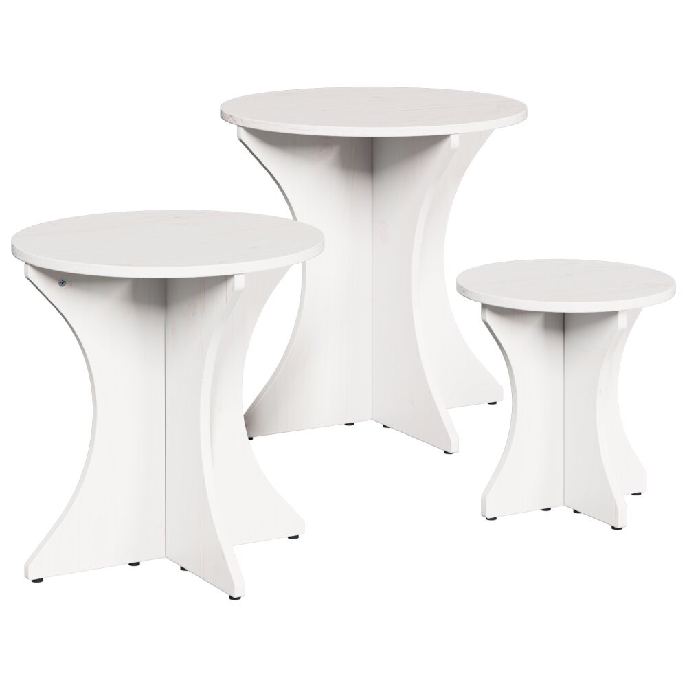 VidaXL Koffietafel Set 3 pcs Wit 46 x 46 x 47 cm Massief grenenhout