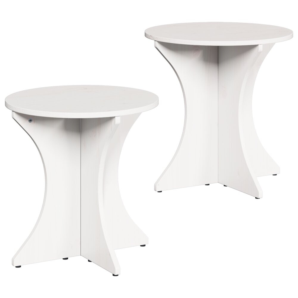 VidaXL Koffietafel Set 2 pcs Wit 46 x 46 x 47 cm Massief grenenhout