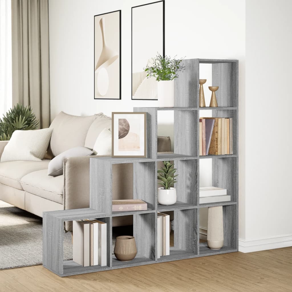 VidaXL Kamerscherm / boekenkast 131,5x29x131,5 cm hout grijs sonoma
