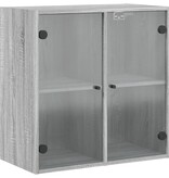 VidaXL Wandkast met glazen deuren 68x37x68,5 cm grijs sonoma eiken