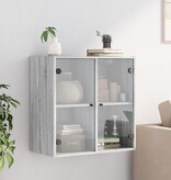 VidaXL Wandkast met glazen deuren 68x37x68,5 cm grijs sonoma eiken