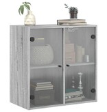 VidaXL Wandkast met glazen deuren 68x37x68,5 cm grijs sonoma eiken