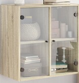 VidaXL Wandkast met glazen deuren 68x37x68,5 cm sonoma eikenkleurig