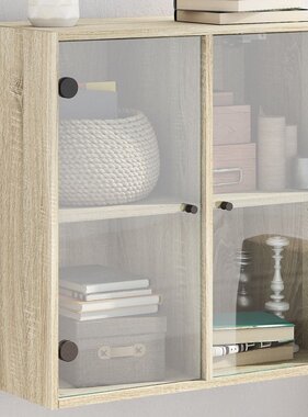 VidaXL Wandkast met glazen deuren 68x37x68,5 cm sonoma eikenkleurig