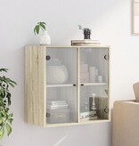 VidaXL Wandkast met glazen deuren 68x37x68,5 cm sonoma eikenkleurig