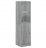 VidaXL Hoge kast met glazen deur 35x37x142 cm grijs sonoma eikenkleur