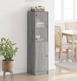 VidaXL Hoge kast met glazen deur 35x37x142 cm grijs sonoma eikenkleur