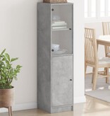 VidaXL Hoge kast met glazen deur 35x37x142 cm betongrijs