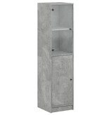 VidaXL Hoge kast met glazen deur 35x37x142 cm betongrijs