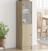 VidaXL Hoge kast met glazen deur 35x37x142 cm sonoma eikenkleurig