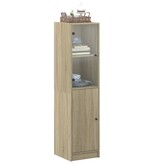 VidaXL Hoge kast met glazen deur 35x37x142 cm sonoma eikenkleurig
